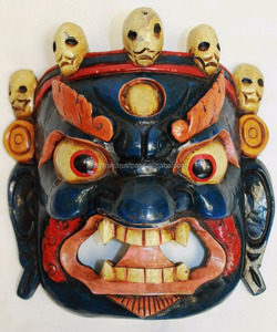Máscara de Madera Hecha a Mano de Bhairab Mahakal para Colgar en la Pared, Hecha en Nepal - Product Image 1