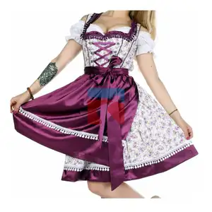 Vestido Vintage de algodón con estampado folclórico, vestido de Oktoberfest Dirndl de 1950s/60s, novedad, Alemán (vestido tradicional bávaro)