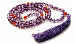 Améthyste Hindu Mala Perles Gemstone Tassel Necklace Spiritual Mala Necklace Handmade Gemstone Jewelry Necklace Gift - Product Image 5