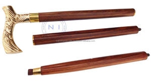 Bastón de madera con mango de latón macizo para caminar, diseño Vintage antiguo hecho a mano, bastón de madera marrón, decoración del hogar, CHWKS36089 - Product Image 6