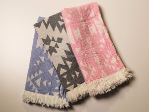 PEST-KLM-PNK double couche Kilim impression Hammam serviette taille adulte couleur rose coton matériel Dobby Style turc fait bain plage utilisation - Product Image 5