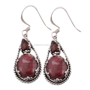 925 Silver Plated Purple Jade Pear Cut Engagement <b>Drop</b> Dangle Earrings Vintage Luxury Wholesale Handmade Multi Stone Fine - Product Image 2