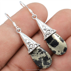 Boucles d'oreilles en argent sterling Super 925 Pyrite Drop faites à la main Style vintage mignon cristal argent pour les fêtes - Product Image 5