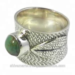 Beautiful Genuine Blue Copper <b>Turquoise</b> Gemstone <b>Ring</b> Handmade Fashion Silver Jewelry Eternity Vermeil <b>Rings</b> - Product Image 2