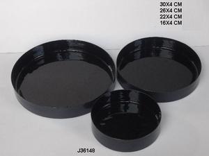 Plateau rond en Aluminium, en émail de couleur noire, sans danger des aliments, ustensile de service - Product Image 3