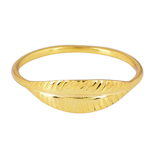 925 Sterling Solid Silver Gold Plated <b>Plain</b> Leaf Design Tinny <b>Ring</b> - Product Image 1