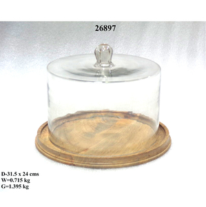 บอร์ดไม้อะคาเซียพร้อมโดมแก้วสำหรับเก็บเครื่องมือชีส - Product Image 4