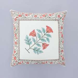 Housse de coussin carrée 40X40CM en coton et lin à imprimé floral Butta Block - Product Image 1