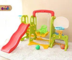 Popular Indoor 5-in-1 plastic amusement equipment Kids slide and swing set for kids
