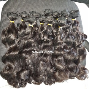 Precio de fábrica, cutícula alineada, cabello humano virgen indio, bricolaje, trama Remy de agua ondulada B para extensión de trama Genius, onda Natural - Product Image 3