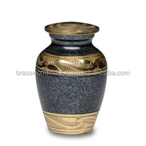 Leaves Engraved American Style Baby <b>Keepsake</b> Urn <b>for</b> <b>Ashes</b> by Brassworld India Funeral Supplies - Product Image 2