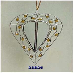 Corazón hecho a mano diseño cuentas Navidad colgando en alambre corazón - Product Image 1