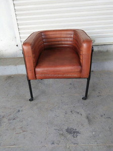 Chaise longue en cuir industrielle moderne pour bureau à domicile pour chanteurs - Product Image 2
