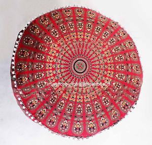 Taburete de pie Vintage bohemio, cubierta de PUF de retales, bolsa de frijol redonda, almohada de suelo, otomana, tradicional, moderno, para el hogar, para sala - Product Image 2