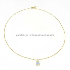 สร้อยคอพร้อมจี้ทรงหยดน้ำสีรุ้งมูนสโตนสีทองสีแดง - Product Image 3