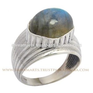 Online Charm <b>Jewelry</b> <b>Handmade</b> 925 Sterling Silver Ring Fancy Design Labradorite Stone and Diamond Eternity Vermeil Rings - Product Image 3