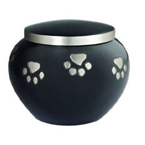 Urne funéraire ronde en laiton/aluminium de style américain/européen pour cendres humaines adultes, modèle Gold Paw, pour le stockage. - Product Image 3