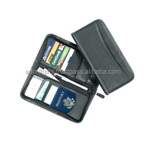 Portefeuille de voyage à fermeture éclair en cuir véritable pour hommes et femmes - Product Image 1