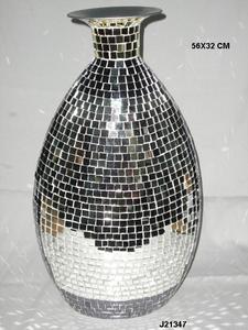 Florero de hierro con mosaico de tres tonos, jarrón de cristal disponible en otros colores, decoración para boda, fiesta en casa - Product Image 4