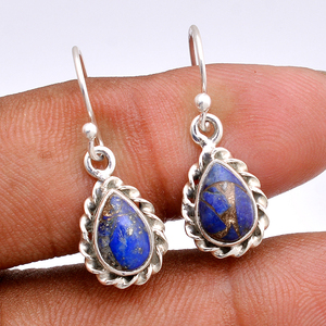 Vintage Design Gemstone 925 Sterling Silver Lapis Gemstone Boucles d'oreilles Bijoux Romantique Argent Plaqué Boucle d'oreille à la mode pour les femmes - Product Image 3