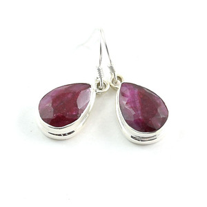 Dernier Naturel Pierres Précieuses Rubis Argent Boucles D'oreilles Femmes Bijoux - Product Image 4