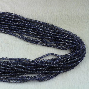 Iolite Gemstone Facettes Rondelle Perles 8mm Noir Micro Pierres De Guérison Cristaux Lâches pour La Fabrication De Bijoux - Product Image 1