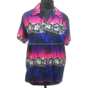 Chemise Hawaïenne Homme à Manches Courtes Imprimé Floral en Polyester pour Vacances d'Été Col Rabattu Respirante - Product Image 1