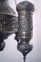 Lustre suspendu islamique de style antique Zahereen BR175 en bronze avec pierres précieuses, pour hôtel, lumière à économie d'énergie à intensité variable, garantie de 3 ans