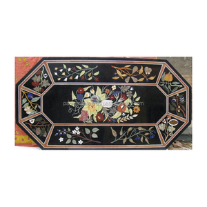 Marble Inlay Table Tops,Beautiful Black Stone inlaid top - Product Image 1