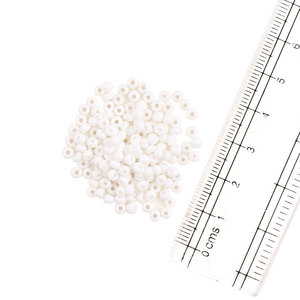 Perles de rocaille en verre blanc perles de bijoux à trou rond opaques (1000 par paquet) - Product Image 1