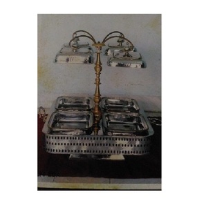 Réchauffeur de nourriture en argent de restaurant d'hôtel en cuivre antique roll top plats de chauffe-plats ronds commerciaux roll top plat de chauffe-plats - Product Image 3