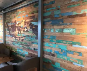 พื้นไม้สักสไตล์ barnwood สำหรับใช้ในร่ม/กลางแจ้งสำหรับการตกแต่งภายในร้านกาแฟ - Product Image 1