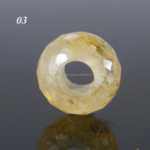 Bijoux en Citrine jaune naturelle, perles rondes à facettes, grand trou 14x8x5.5mm, fabrication de bijoux, IG9822 - Product Image 3