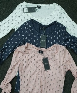 New Apparels Factory Stock Lot Genuine Branded Labels Ladies <b>Women's</b> Long Sleeve Cotton <b>Roll</b> up Blouses <b>Tops</b> Bangladeshi Surplus - Product Image 6