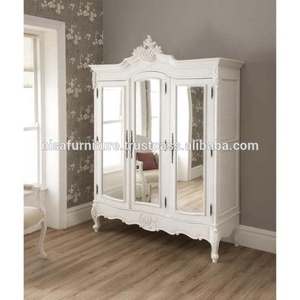 Bedroom Wooden Wardrobes Dressing Table Designs White Color Three Door <b>Armoire</b> - Product Image 2
