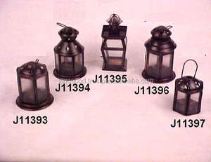 Petites lanternes en fer assorties avec finition en cuivre, pièces, décoration intérieure pour fête de noël, mariage - Product Image 2