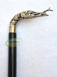 Bastón de estilo vintage hecho a mano, bastón de madera de calidad con mango de garza de latón de diseñador para senderismo - Product Image 2