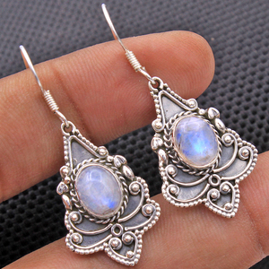 ต่างหูเงินแท้ 925 ประดับลาบราโดไรต์สไตล์บาหลีและมูนสโตน ขายส่ง - Product Image 1