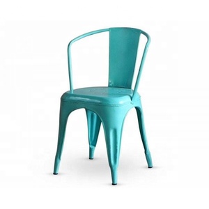 เก้าอี้รับประทานอาหารโลหะครึ่งรอบสีขาวล้างโบราณเฟอร์นิเจอร์ที่ทันสมัยสำหรับโรงแรมบ้านร้านอาหารเก้าอี้ใช้ในบาร์ - Product Image 2