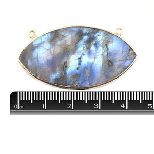 Labradorite forme marquise lunette en argent sterling 925 plaqué or pendentif fabrication de bijoux artisanale - Product Image 3