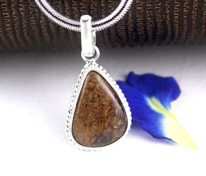 จี้รูปลูกแพร์สีเงินสเตอร์ลิง92.5อัญมณีสีบรอนซ์ธรรมชาติชุบทองสร้อยคอเสน่ห์น่ารักของขวัญเครื่องประดับผู้หญิง - Product Image 5