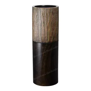 优雅的装饰设计圆柱形实心天然木制花瓶低价在线卖家出厂价
