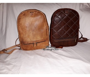 Mochila de cuero genuino estilo marroquí hecha a mano 2019 con impresionante patrón geométrico forro de cuero genuino marco externo - Product Image 1