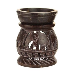 Black Soapstone Carved Aroma Oil Burners - Product Image 1