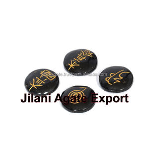 Juego de Piedras Ovaladas de Turmalina Negra Natural de Ágata Talladas a Mano para Protección Energética y Conexión a Tierra, Gujarat JILANI - Product Image 2