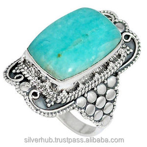 Anillo de Plata de Ley 925 con amazonita, joyería hecha a mano - Product Image 1