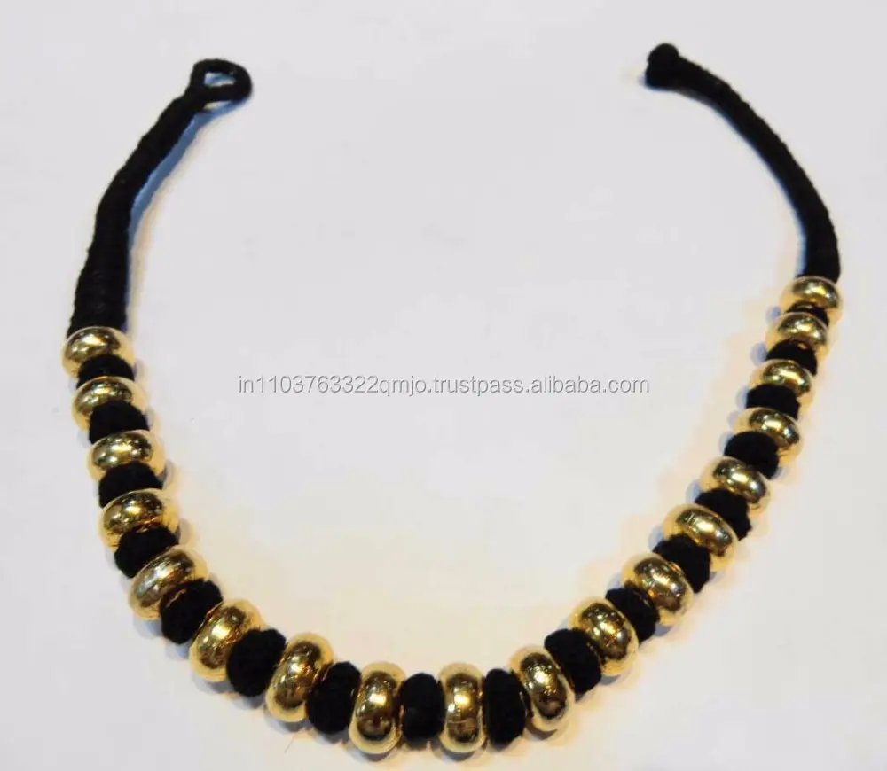 High Quality Gold Plated Wax Filled Silver Beads Hand knotted Cotton Necklace Wholesale Price