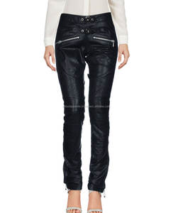 Pantalon en cuir véritable, personnalisé, en peau de mouton, sexy, bon marché, prix d'usine, noir, pour Moto - Product Image 1