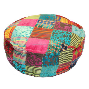 Nouveaux patchs colorés automne 2022 Collection velours brûlé Patchwork housse de Pouf décor de salon Polyester Pouf rempli - Product Image 1