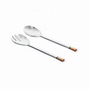 Juego de servicio de ensalada de acero inoxidable con mango de diseño cruzado en X Juego de servicio de barra de ensalada Plata pulida - Product Image 4